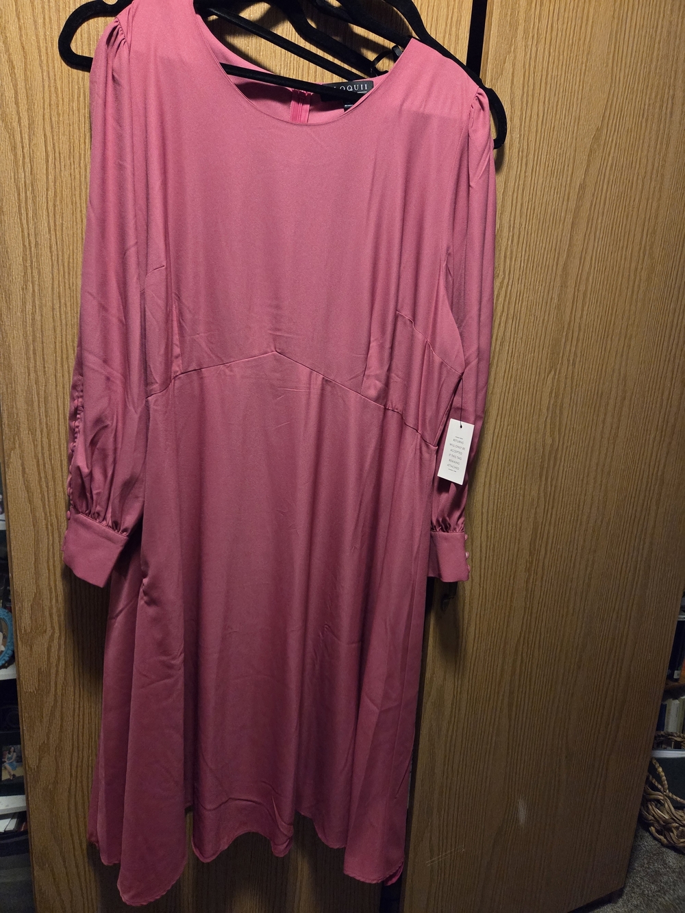Eloquii Rose-Pink Long Sleeve Shift Dress